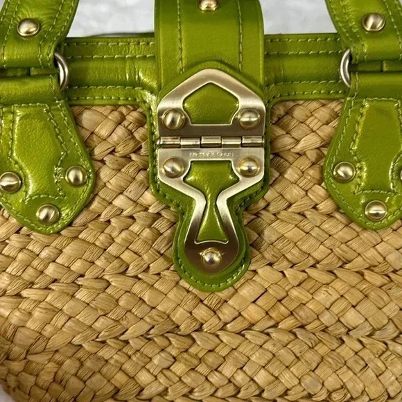 Michael Kors Green and Tan Woven Bag - Picture 7 of 14